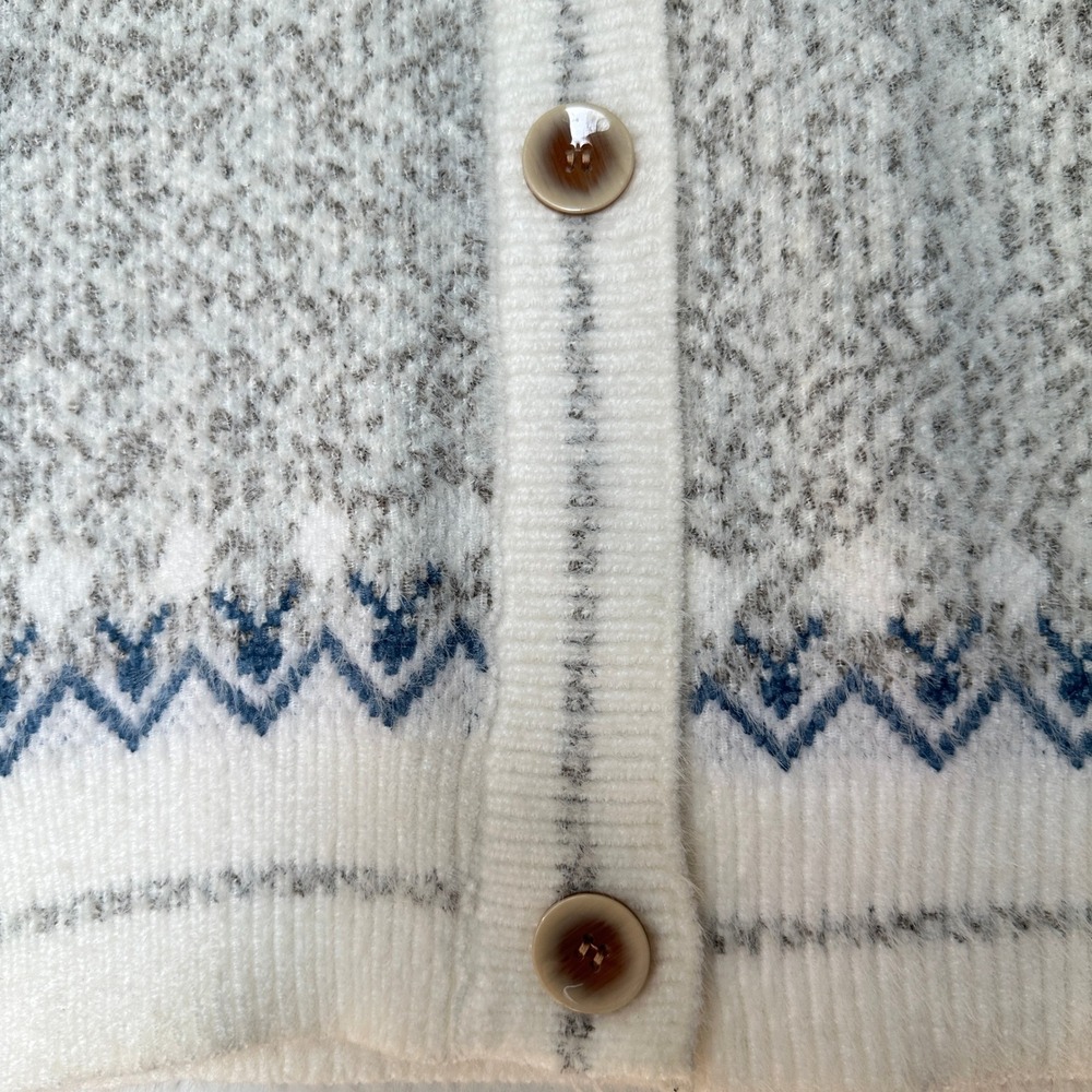 Romantic Hut Fuzzy Knit Cardigan Sweater Fair Isle Nordic Pattern Cottagecore SM - Picture 9 of 15